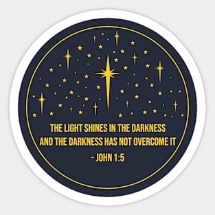 The Light Shines in Darkness — John 1:5 Bible Catholic Christian Sticker